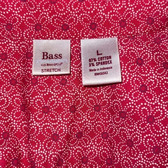 Bass Women Long Sleeve Symmetrical Floral Print Poplin Blouse Tops Pink Size Lar - Picture 6 of 7